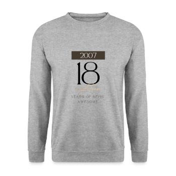 18 Birthday years of being awesome 2007 Gift - Unisex Sweatshirt - salt & pepper - Front - Alina (178cm) & Michal (187cm)