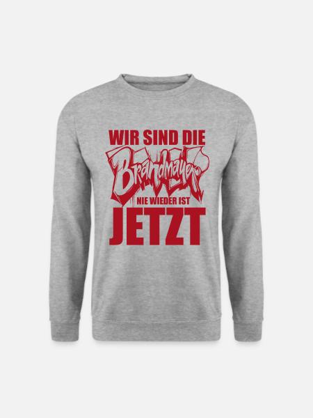 Wir sind die Brandmauer. Nie wieder ist jetzt - Unisex Pullover - Weißgrau meliert