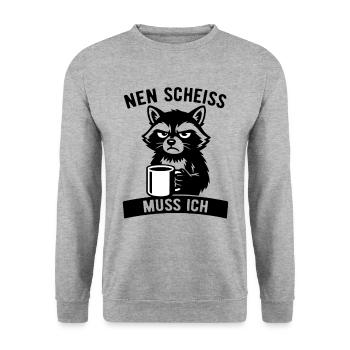 Raton laveur effronté - je m’en fous - café - Sweat-shirt Unisexe - gris chiné - Devant - Alina (178cm) & Michal (187cm)