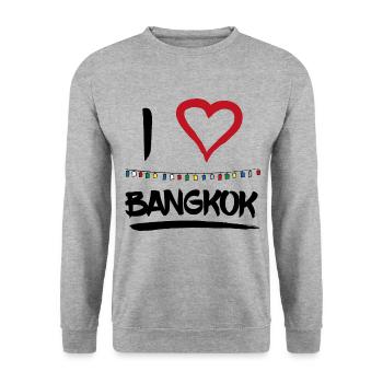 I love Bangkok Thailand fullmoon party gift - Unisex Sweatshirt - salt & pepper - Front - Alina (178cm) & Michal (187cm)