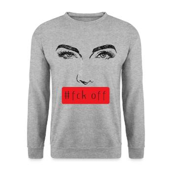 Eyes Augen Fck off Fuck off sexy Girl 2reborn - Unisex Pullover - Weißgrau meliert - Vorne - Alina (178cm) & Michal (187cm)