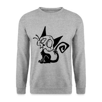 Skull Black Cat - Unisex Sweatshirt - salt & pepper - Front - Alina (178cm) & Michal (187cm)