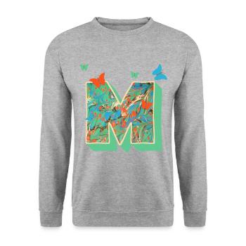 e 4 papillons m - Sweat-shirt Unisexe - gris chiné - Devant - Alina (178cm) & Michal (187cm)