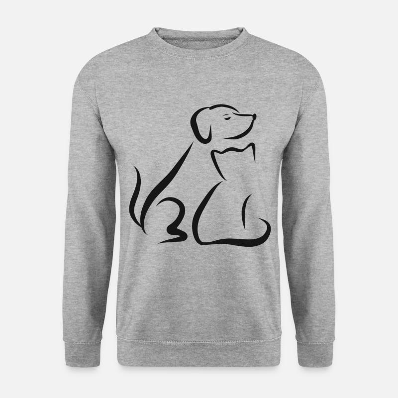 Hund Katze Hunde Katzen Tierliebe Tier Haustier - Unisex Pullover - Weißgrau meliert