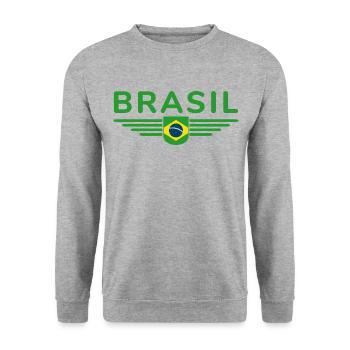 Ich liebe Brasilien Outfit T-Shirt Design Geschenk - Unisex Pullover - Weißgrau meliert - Vorne - Alina (178cm) & Michal (187cm)