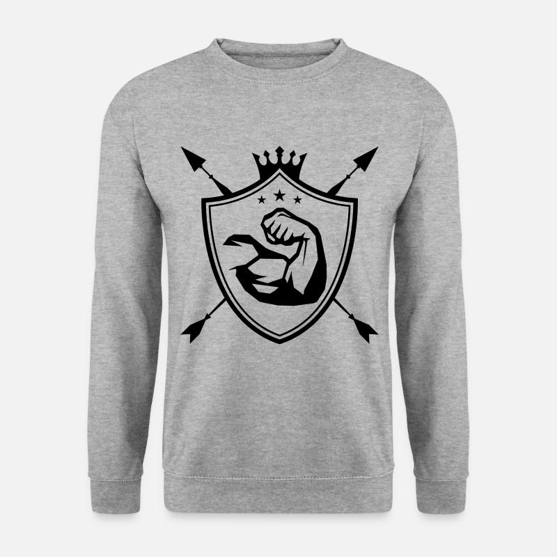 muskeln arm wappen - Unisex Pullover - Weißgrau meliert