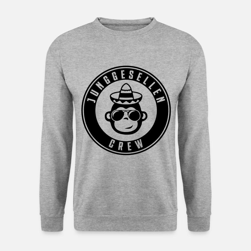 junggesellen crew affe - Unisex Pullover - Weißgrau meliert