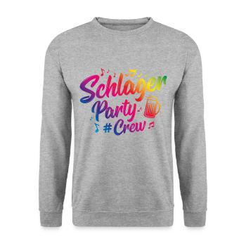 Schlager party crew bunt - Unisex Pullover - Weißgrau meliert - Vorne - Alina (178cm) & Michal (187cm)