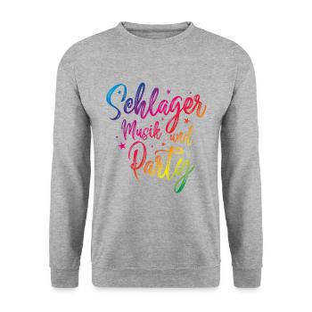 Schlager party musik bunt - Unisex Pullover - Weißgrau meliert - Vorne - Alina (178cm) & Michal (187cm)