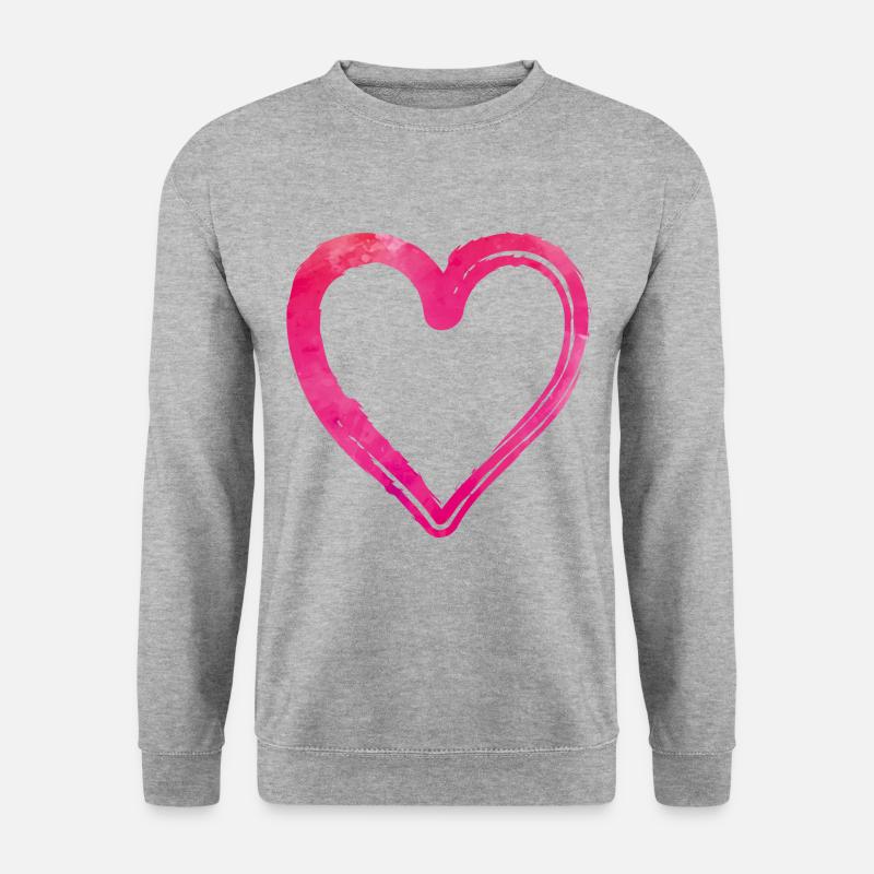 herz pink - Unisex Pullover - Weißgrau meliert