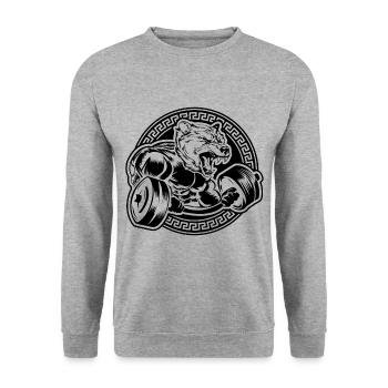 Entraînement de la bête d'ours - Sweat-shirt Unisexe - gris chiné - Devant - Alina (178cm) & Michal (187cm)