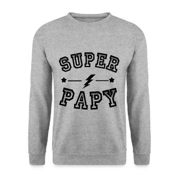 Super papy - Sweat-shirt Unisexe - gris chiné - Devant - Alina (178cm) & Michal (187cm)