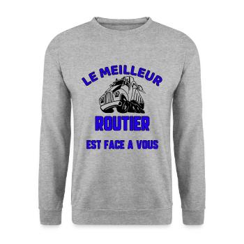 Le meilleur routier - Sweat-shirt Unisexe - gris chiné - Devant - Alina (178cm) & Michal (187cm)