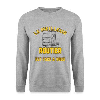 Le meilleur routier - Sweat-shirt Unisexe - gris chiné - Devant - Alina (178cm) & Michal (187cm)