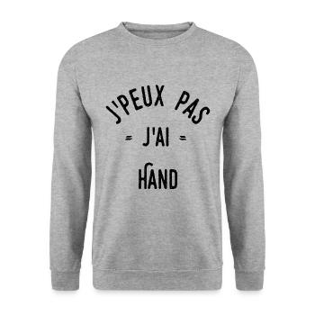 J’peux pas j’ai hand - Sweat-shirt Unisexe - gris chiné - Devant - Alina (178cm) & Michal (187cm)