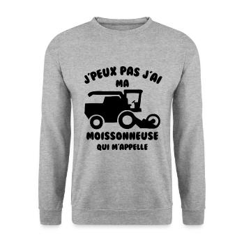 J’peux pas j’ai ma moissonneuse qui m’appelle - Sweat-shirt Unisexe - gris chiné - Devant - Alina (178cm) & Michal (187cm)