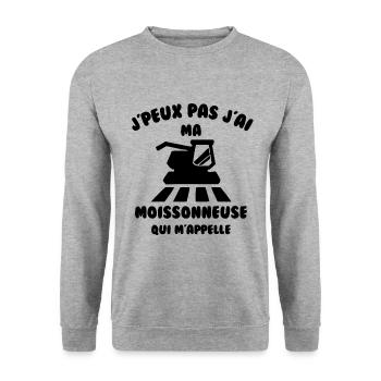 J’peux pas j’ai ma moissonneuse qui m’appelle - Sweat-shirt Unisexe - gris chiné - Devant - Alina (178cm) & Michal (187cm)
