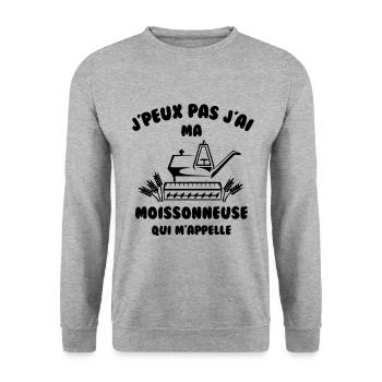J’peux pas j’ai ma moissonneuse qui m’appelle - Sweat-shirt Unisexe - gris chiné - Devant - Alina (178cm) & Michal (187cm)