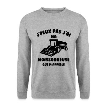J’peux pas j’ai ma moissonneuse qui m’appelle - Sweat-shirt Unisexe - gris chiné - Devant - Alina (178cm) & Michal (187cm)