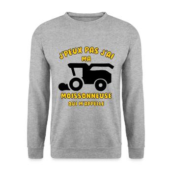 J’peux pas j’ai ma moissonneuse qui m’appelle - Sweat-shirt Unisexe - gris chiné - Devant - Alina (178cm) & Michal (187cm)