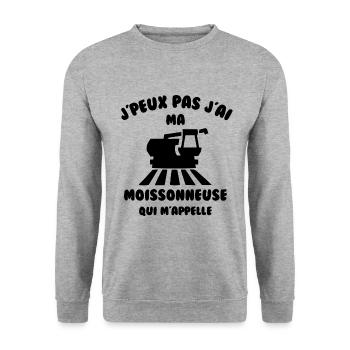 J’peux pas j’ai ma moissonneuse qui m’appelle - Sweat-shirt Unisexe - gris chiné - Devant - Alina (178cm) & Michal (187cm)