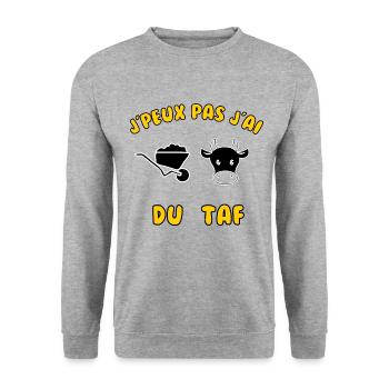 J’peux pas j’ai du taf - Sweat-shirt Unisexe - gris chiné - Devant - Alina (178cm) & Michal (187cm)