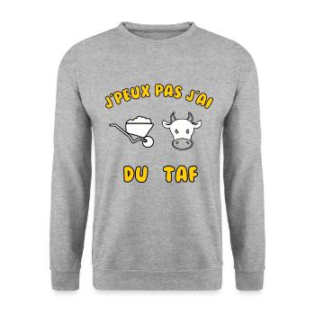 J’peux pas j’ai du taf - Sweat-shirt Unisexe - gris chiné - Devant - Alina (178cm) & Michal (187cm)