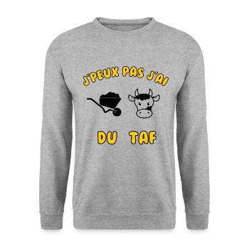 J’peux pas j’ai du taf - Sweat-shirt Unisexe - gris chiné - Devant - Alina (178cm) & Michal (187cm)