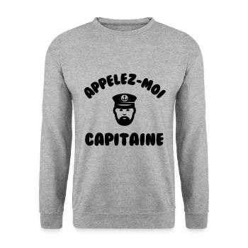 Appelez moi capitaine - Sweat-shirt Unisexe - gris chiné - Devant - Alina (178cm) & Michal (187cm)