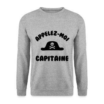 Appelez moi capitaine - Sweat-shirt Unisexe - gris chiné - Devant - Alina (178cm) & Michal (187cm)