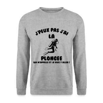 J’peux pas j’ai plongée - Sweat-shirt Unisexe - gris chiné - Devant - Alina (178cm) & Michal (187cm)