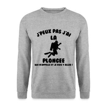 J’peux pas j’ai plongée - Sweat-shirt Unisexe - gris chiné - Devant - Alina (178cm) & Michal (187cm)