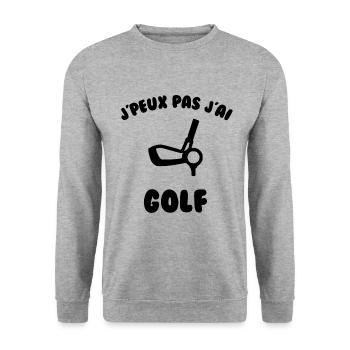 J’peux pas j’ai golf - Sweat-shirt Unisexe - gris chiné - Devant - Alina (178cm) & Michal (187cm)