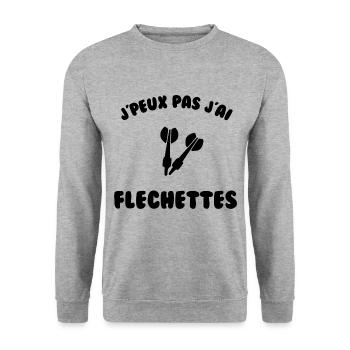 J’peux pas j’ai fléchette - Sweat-shirt Unisexe - gris chiné - Devant - Alina (178cm) & Michal (187cm)