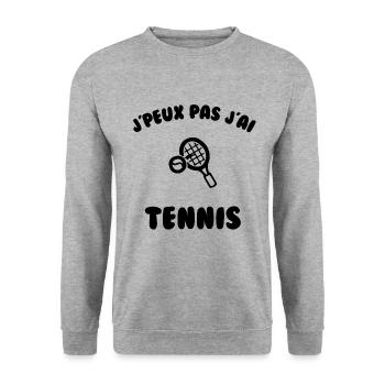 j’peux pas j’ai tennis - Sweat-shirt Unisexe - gris chiné - Devant - Alina (178cm) & Michal (187cm)