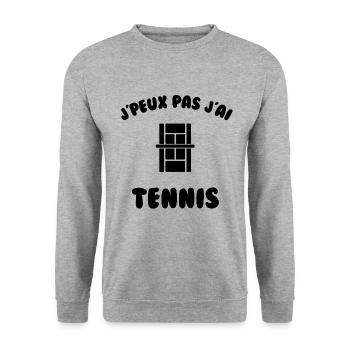 j’peux pas j’ai tennis - Sweat-shirt Unisexe - gris chiné - Devant - Alina (178cm) & Michal (187cm)