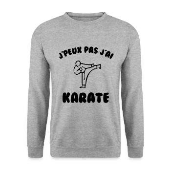 J’peux pas j’ai karaté - Sweat-shirt Unisexe - gris chiné - Devant - Alina (178cm) & Michal (187cm)