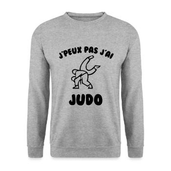 J’peux pas j’ai judo - Sweat-shirt Unisexe - gris chiné - Devant - Alina (178cm) & Michal (187cm)