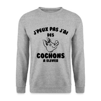 J’peux pas j’ai des cochons à élever - Sweat-shirt Unisexe - gris chiné - Devant - Alina (178cm) & Michal (187cm)
