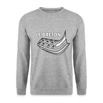Le Breton - Sweat-shirt Unisexe - gris chiné - Devant - Alina (178cm) & Michal (187cm)