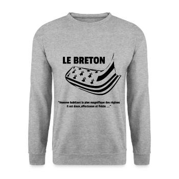 Le Breton - Sweat-shirt Unisexe - gris chiné - Devant - Alina (178cm) & Michal (187cm)