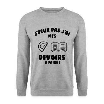 J’peux pas j’ai mes devoirs à faire - Sweat-shirt Unisexe - gris chiné - Devant - Alina (178cm) & Michal (187cm)