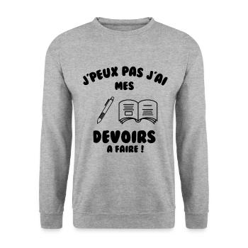 J’peux pas j’ai mes devoirs à faire - Sweat-shirt Unisexe - gris chiné - Devant - Alina (178cm) & Michal (187cm)