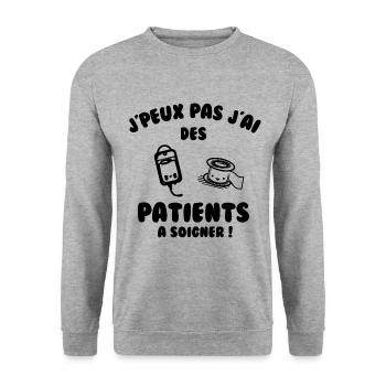 Patient à soigner - Sweat-shirt Unisexe - gris chiné - Devant - Alina (178cm) & Michal (187cm)
