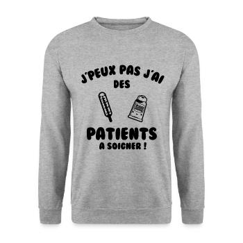Patient à soigner - Sweat-shirt Unisexe - gris chiné - Devant - Alina (178cm) & Michal (187cm)
