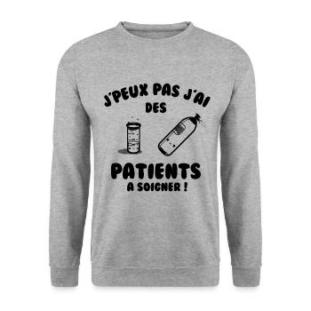 Patient à soigner - Sweat-shirt Unisexe - gris chiné - Devant - Alina (178cm) & Michal (187cm)