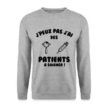 Patient à soigner - Sweat-shirt Unisexe - gris chiné - Devant - Alina (178cm) & Michal (187cm)