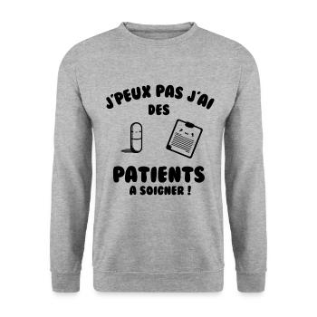 Patient a soigner - Sweat-shirt Unisexe - gris chiné - Devant - Alina (178cm) & Michal (187cm)