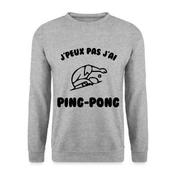 J’peux pas j’ai ping-pong - Sweat-shirt Unisexe - gris chiné - Devant - Alina (178cm) & Michal (187cm)