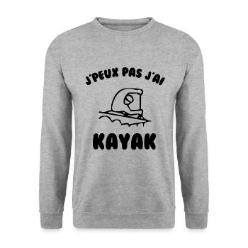 J’peux pas j’ai kayak - Sweat-shirt Unisexe - gris chiné - Devant - Alina (178cm) & Michal (187cm)
